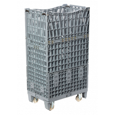 Caisse-palette pliante ajourée mobile 600x400mm - Palettes.fr